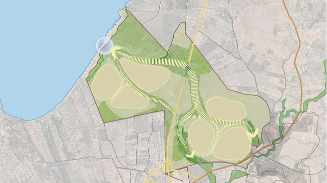 El desarrollo inmobiliario se configuró en torno a amplias áreas verdes, equilibrando urbanización y paisaje natural.